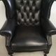 Fauteuil bergère chesterfield cuir noir