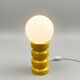 Vintage yellow glazed ceramic lamp with opaline globe – 1970s