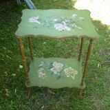 wooden side table painted flowers