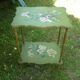 wooden side table painted flowers