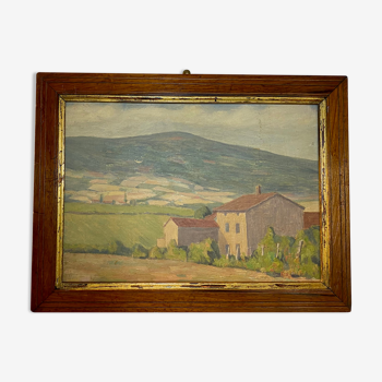 Old painting, country landscape, French School of the XX century