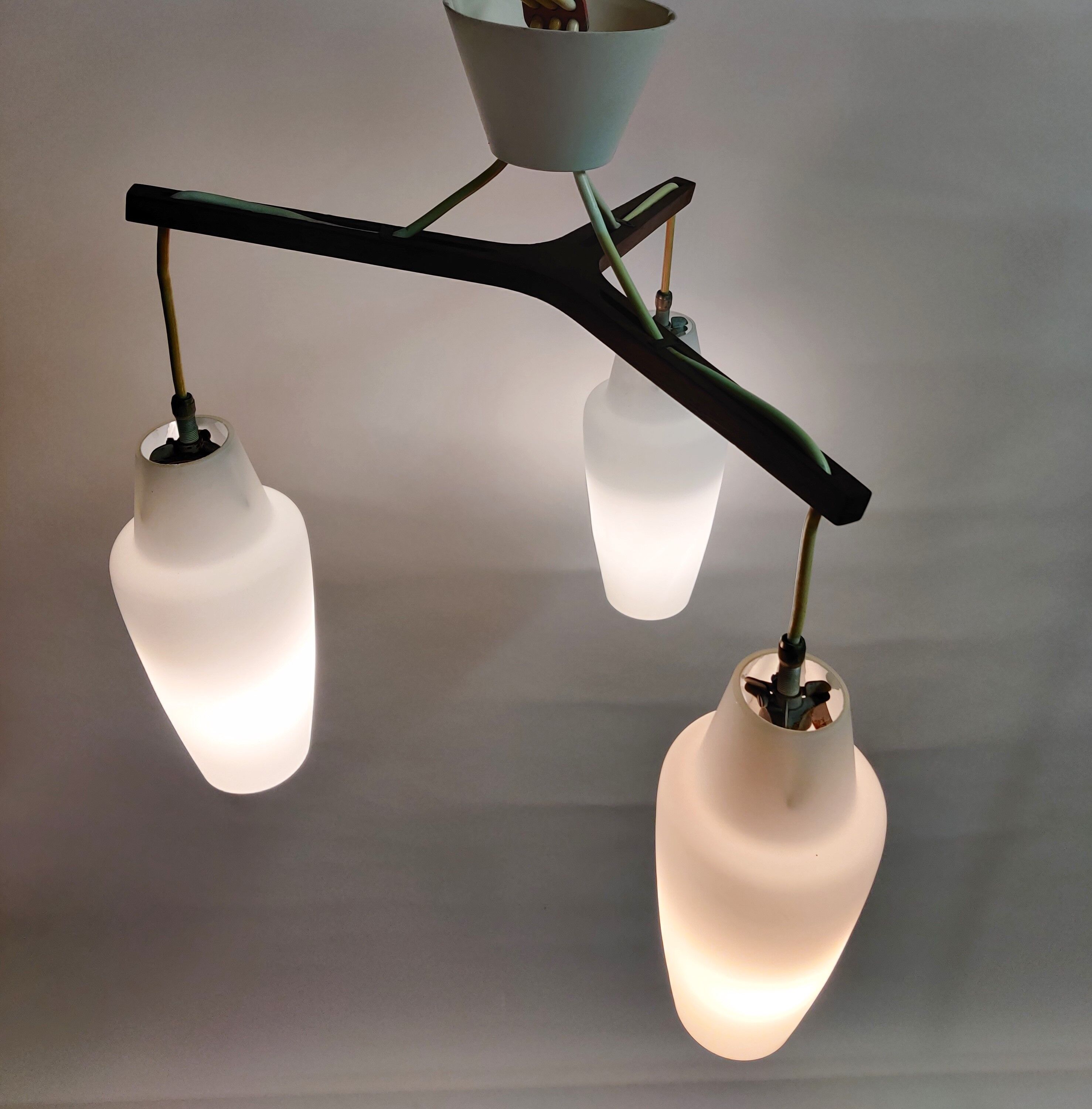 Vintage scandinavian teak chandelier, 1960s