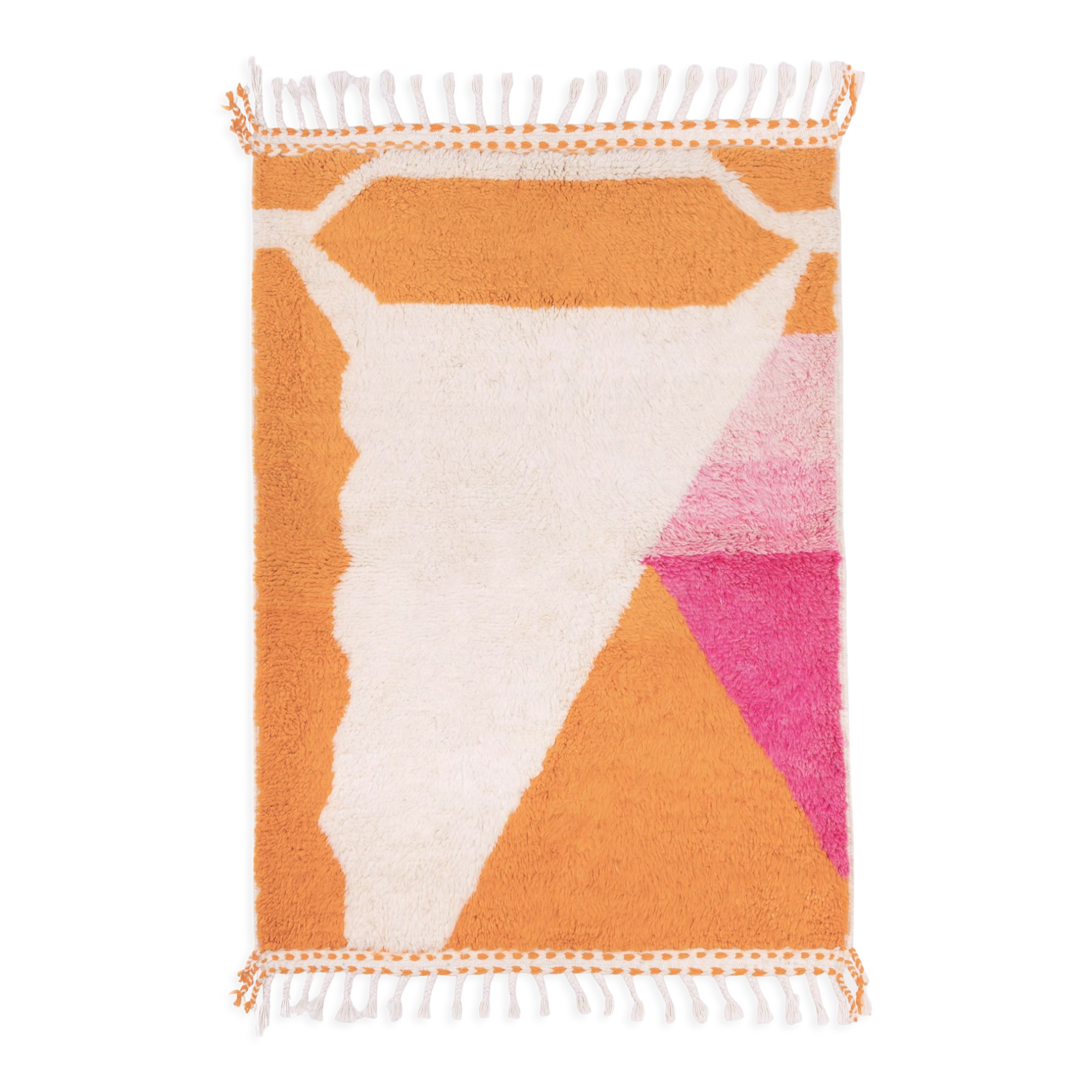 Berber carpet beni urain ecru with colored parts 161 x 116 cm