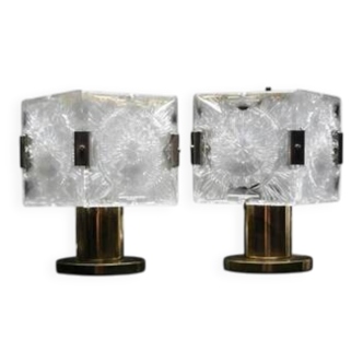 Lampe de table en cristal, Jaroslav Beyvl Sr., années 1970, Tchécoslovaquie