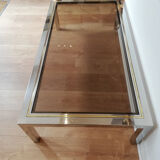 Chrome metal, brass and smoked glass coffee table to taste like Willy Rizzo