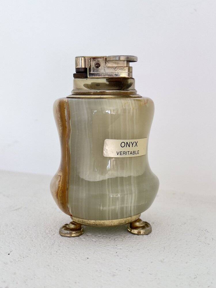 Green onyx table lighter, Italy, 1970s