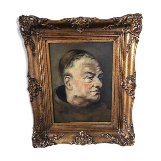 Oil on canvas "Monk" 19th century