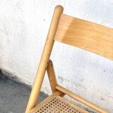 Pair of folding chairs with cane seat