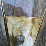 Handmade brass and engraved glass sconce