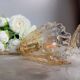 Pair of draped blown glass hanging lamps, ocher twisted wire