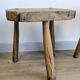 Paire de tabourets brutalistes anciens en bois massif
