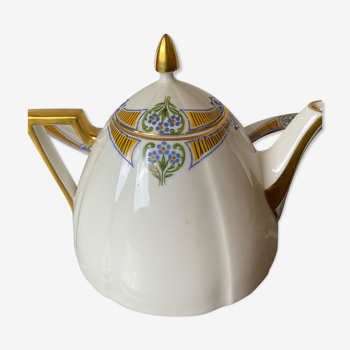 Teapot in porcelain of Limoges "forget-me-nots" old