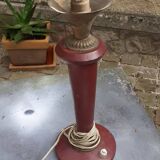 Lamp from the 40s/50s by Maison Lancel, covered in Bordeaux leather
