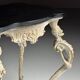 French side table hand-carved wood with marble top