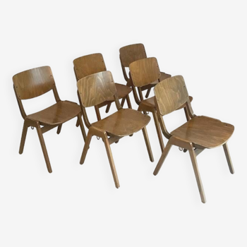 Thonet - Ensemble de chaises de salle à manger (6 pièces) - Contreplaqué de hêtre teinté