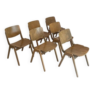 Thonet - Ensemble de chaises de salle à manger (6 pièces) - Contreplaqué de hêtre teinté