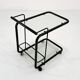 Black postmodern metal and glass serving trolley, 1980