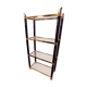 Shelf, Chinese, black and gold metal, smoked glass