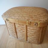2 light wicker and bamboo chests