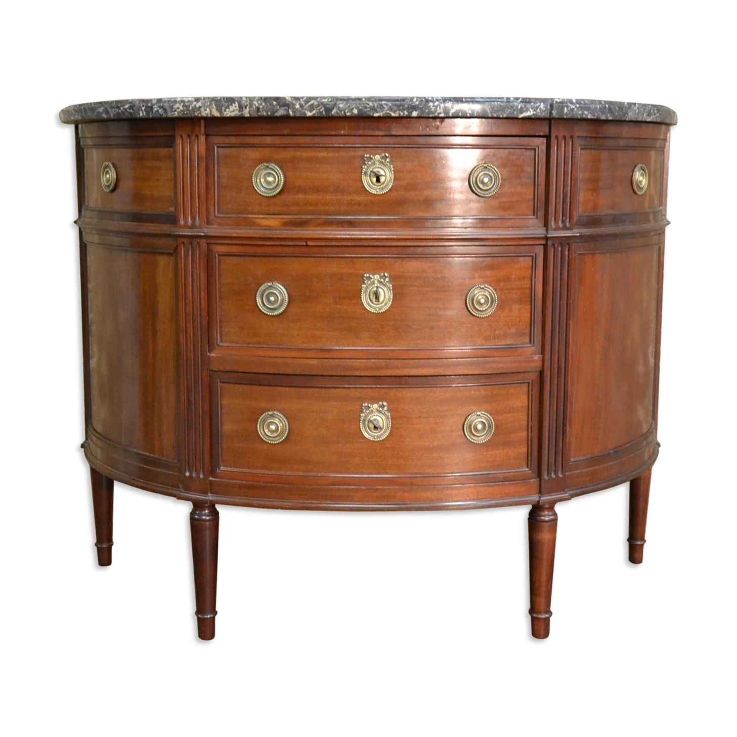 Louis XVI-style half-moon mahogany chest of drawers