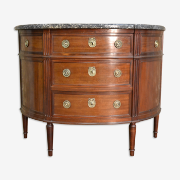 Commode demi-lune de style Louis XVI en acajou