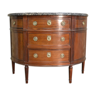 Commode demi-lune de style Louis XVI en acajou