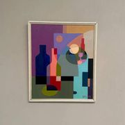 Original Swedish Oil on Canvas – "Abstract Still Life" by BMK (1993) – Signed – Vintage and Framed – 60 × 51 cm
