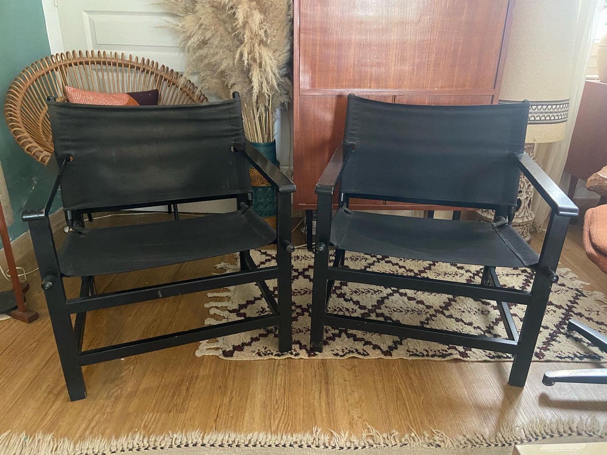 Paire de fauteuils Safari  vintage