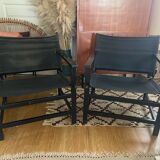 Paire de fauteuils Safari  vintage