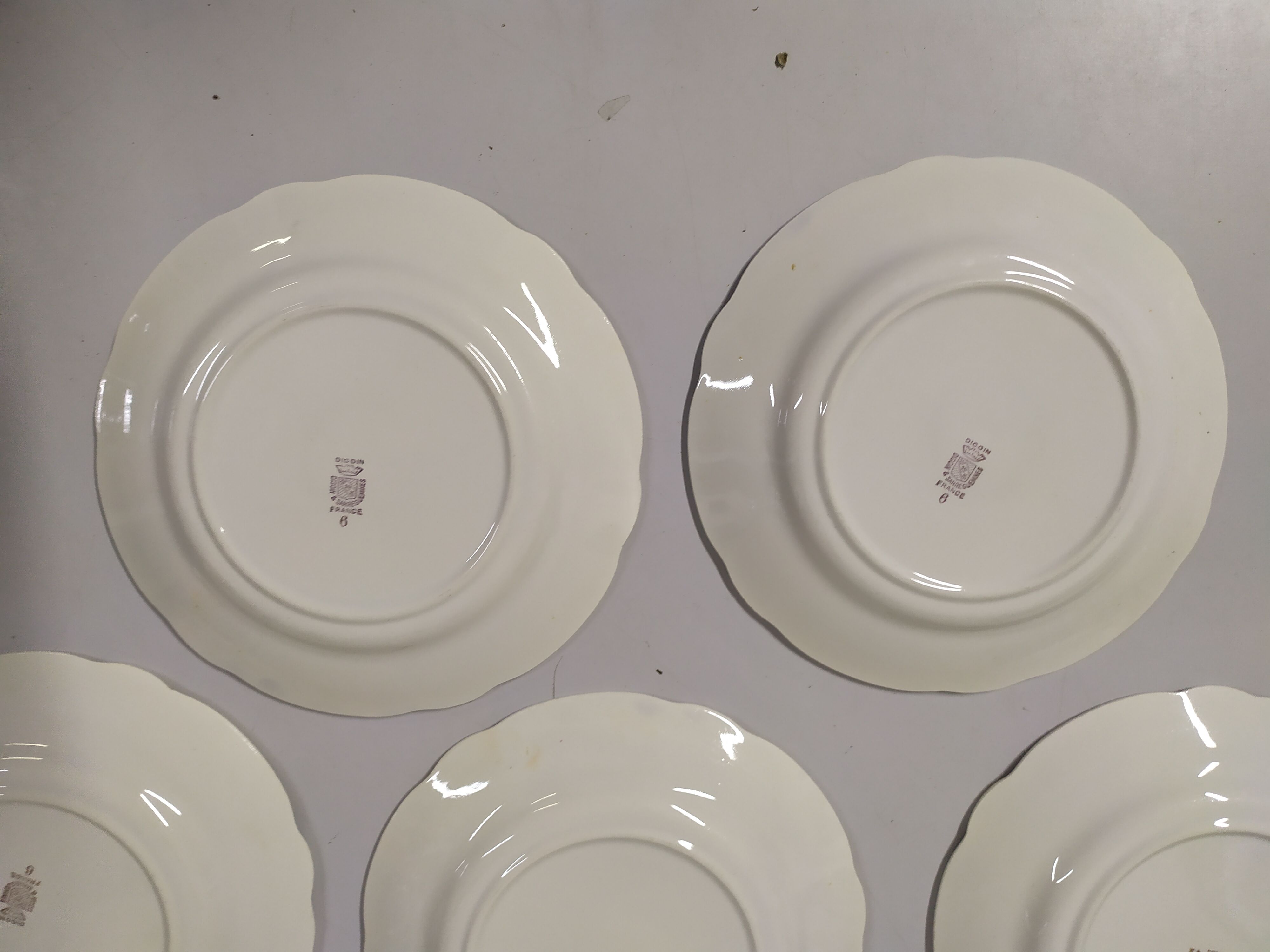 Lot de 10 assiettse a dessert Sarreguemines digoin Fleurs rose liseré doré