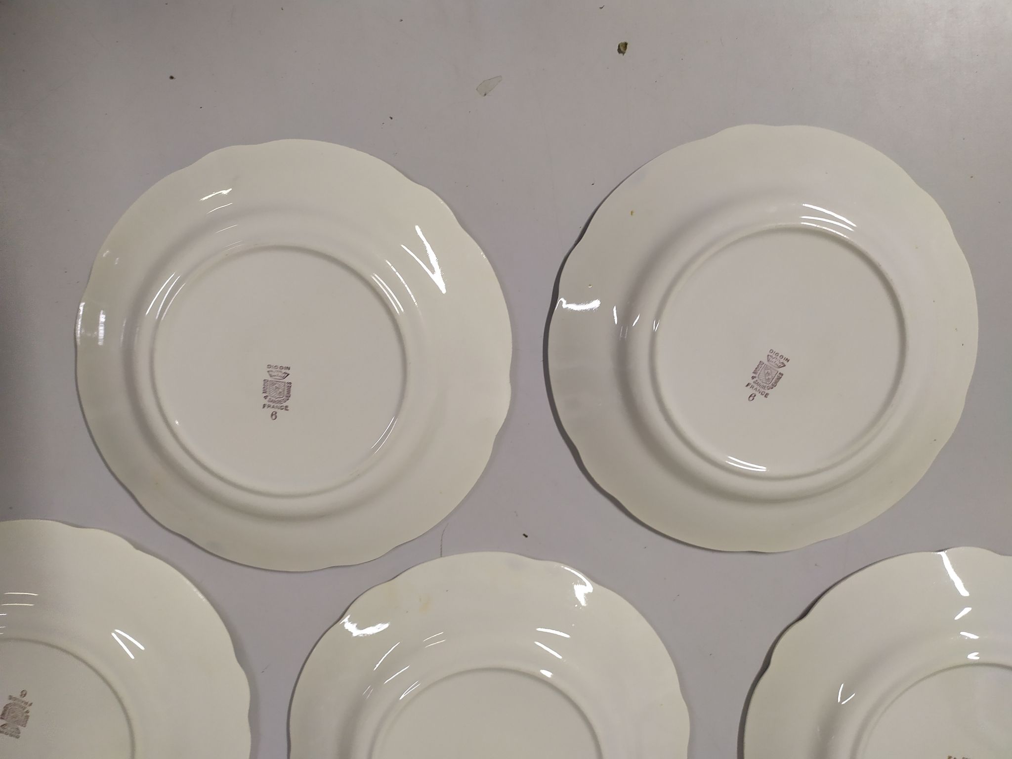 Lot of 10 plates a dessert Sarreguemines digoin Flowers pink lined golden
