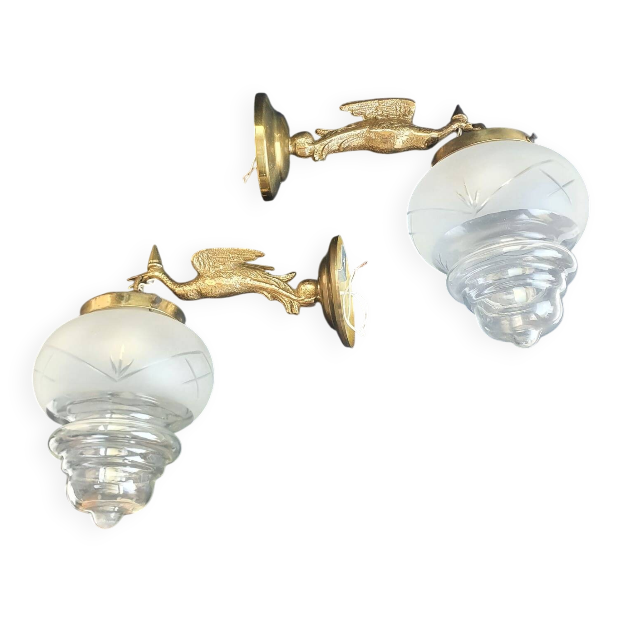 Pair of antique bronze wall sconces