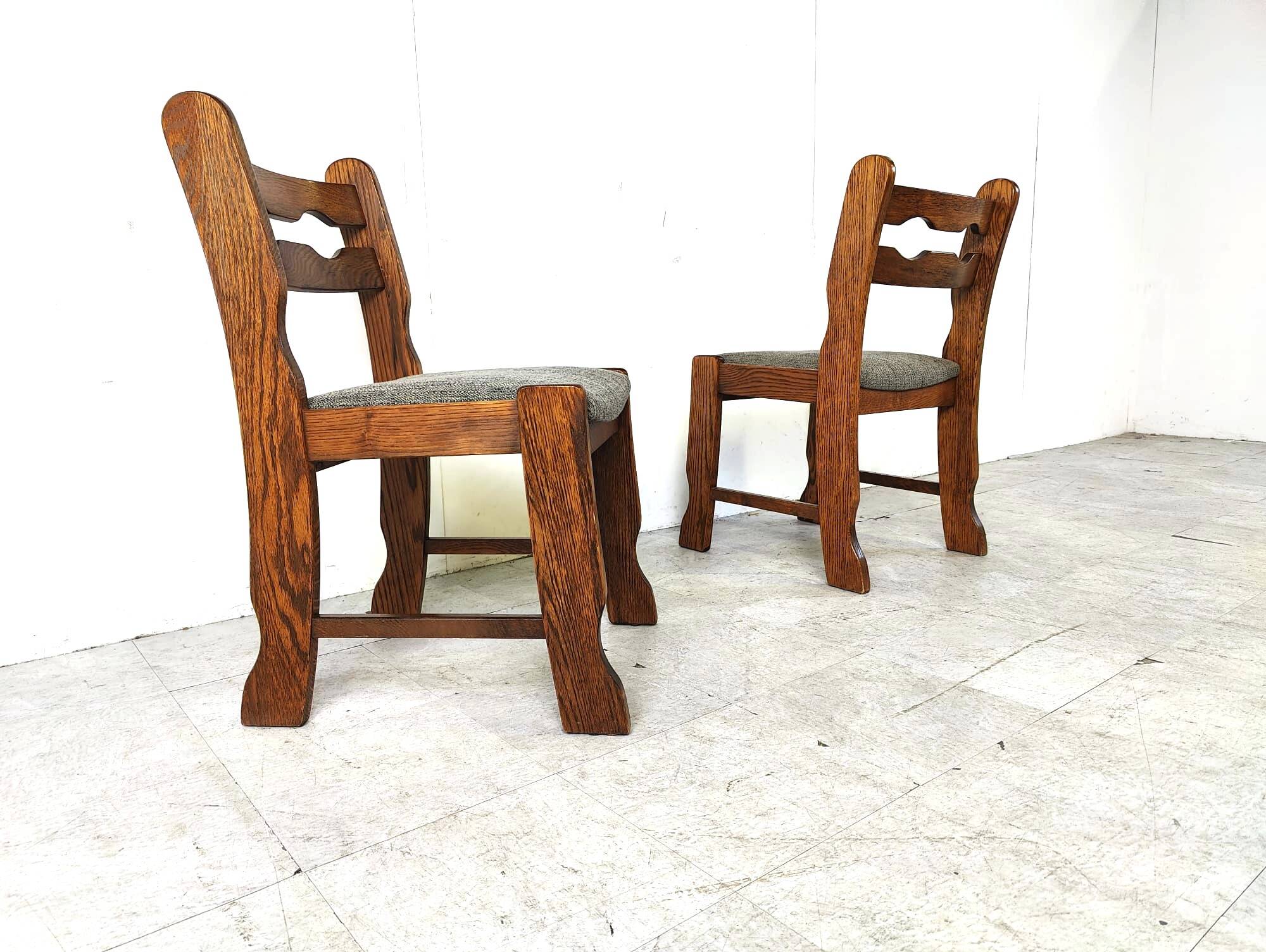 Vintage brutalist dining chairs, set of 6 - 1970s