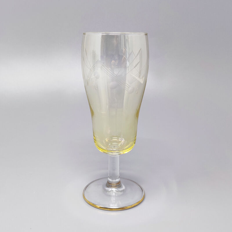 1960s set of six crystal glasses, made in Italy