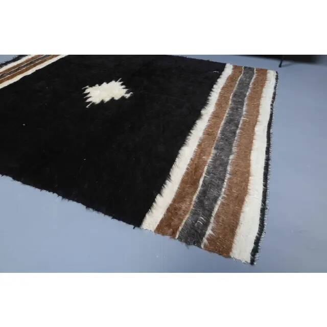 Vintage Turkish Hand-Knotted Wool Cotton Brown Kilim Area Rug 132x180