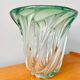 Val St Lambert Green Glass Vase from Belgium