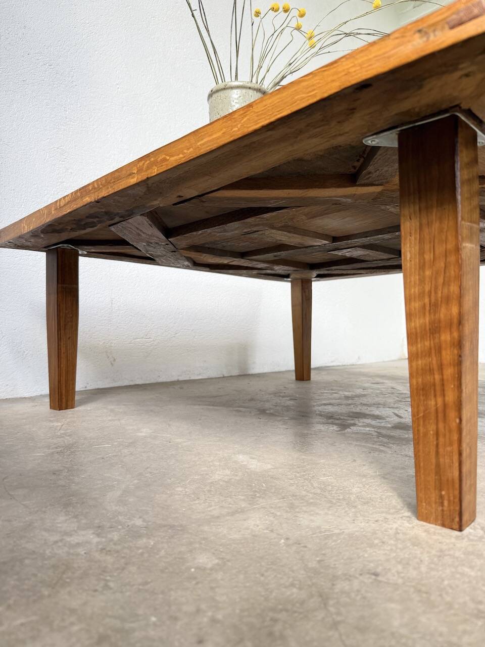 1940s inlaid oak coffee table