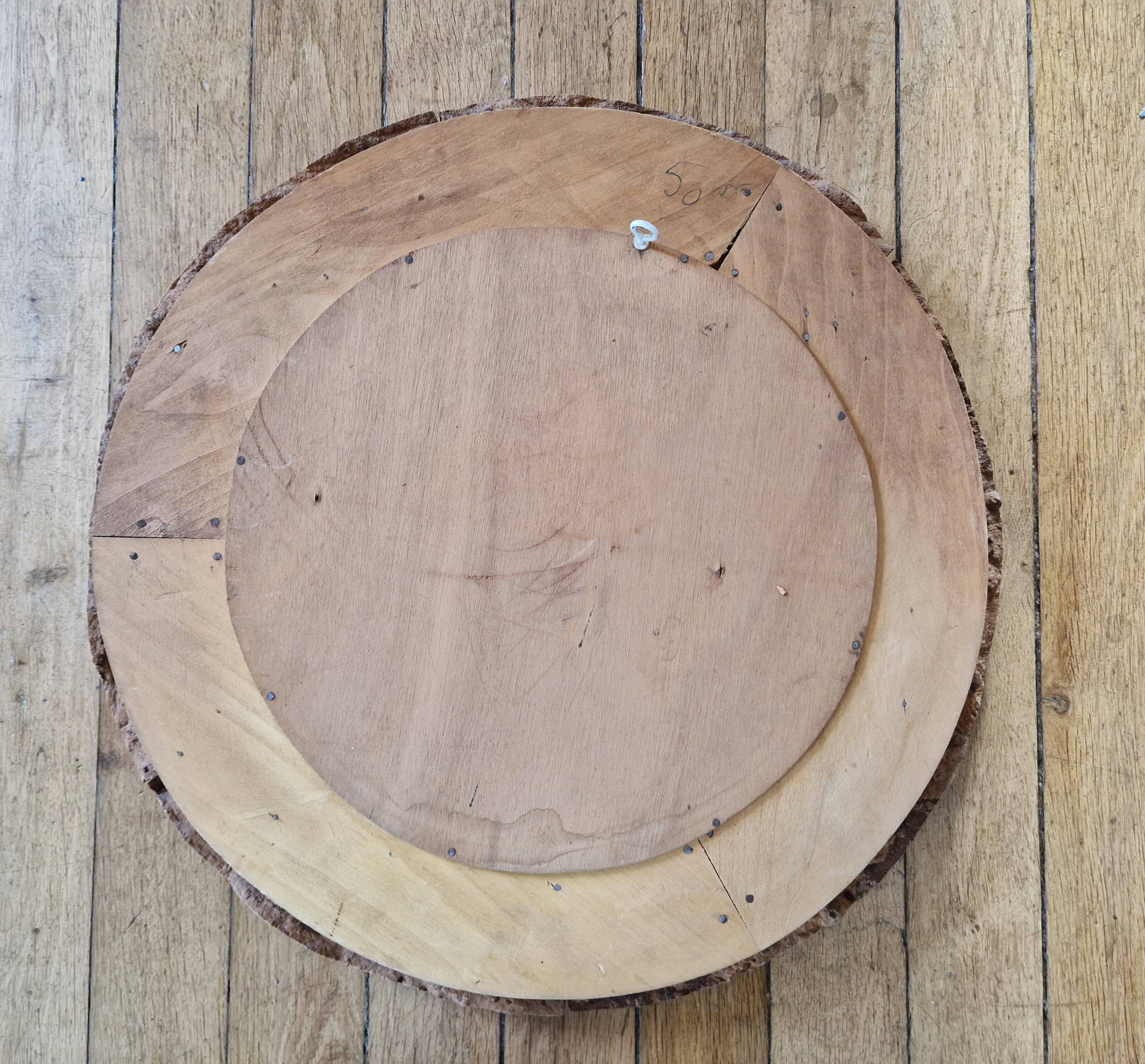 Vintage 70s round cork mirror