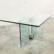 Table basse en verre vintage attribuée à Peter Ghyczy, années 1970