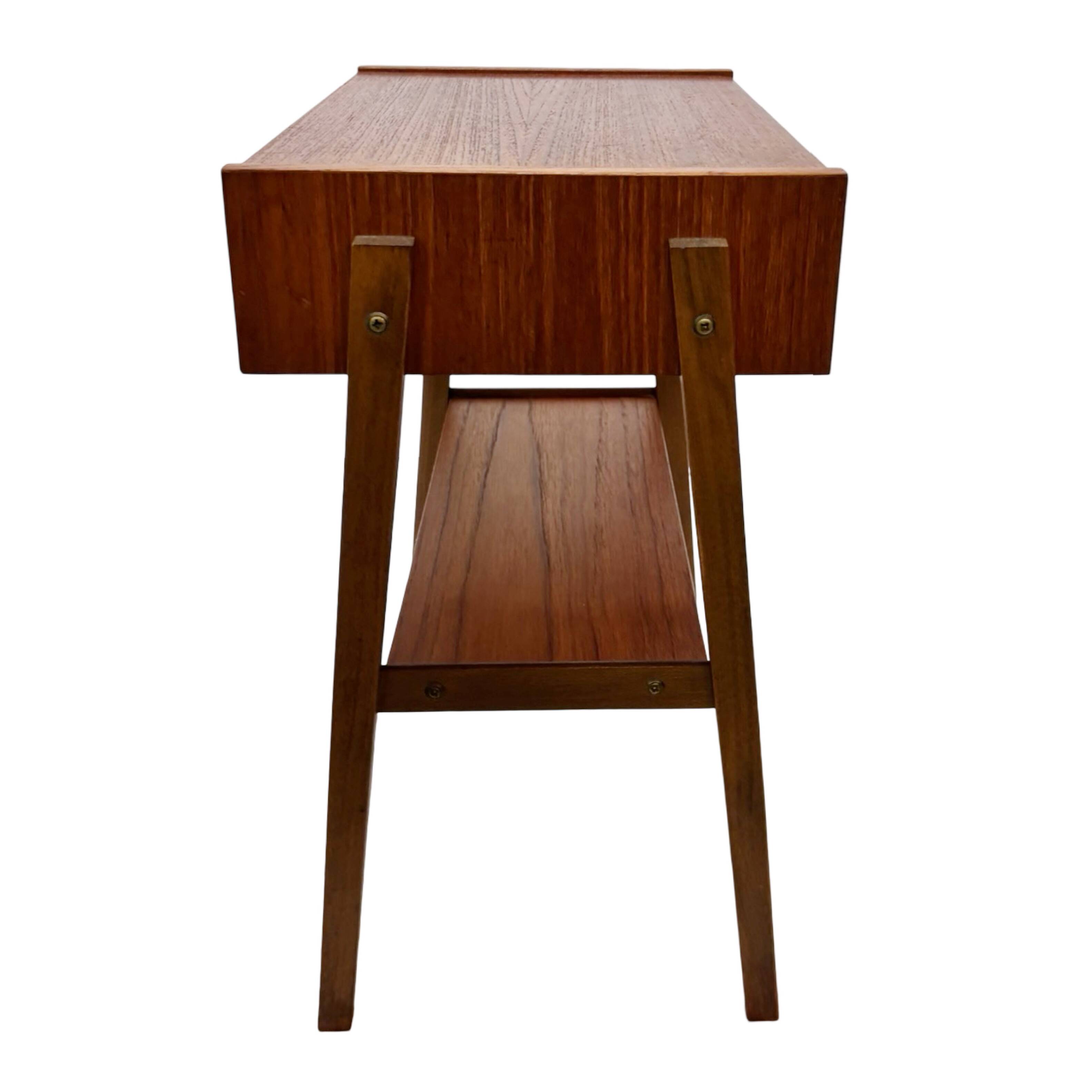 Vintage Compact Cabinet Bedside Table Teak Veneer 1960s