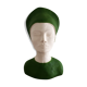 Bust of a woman in green and white plaster