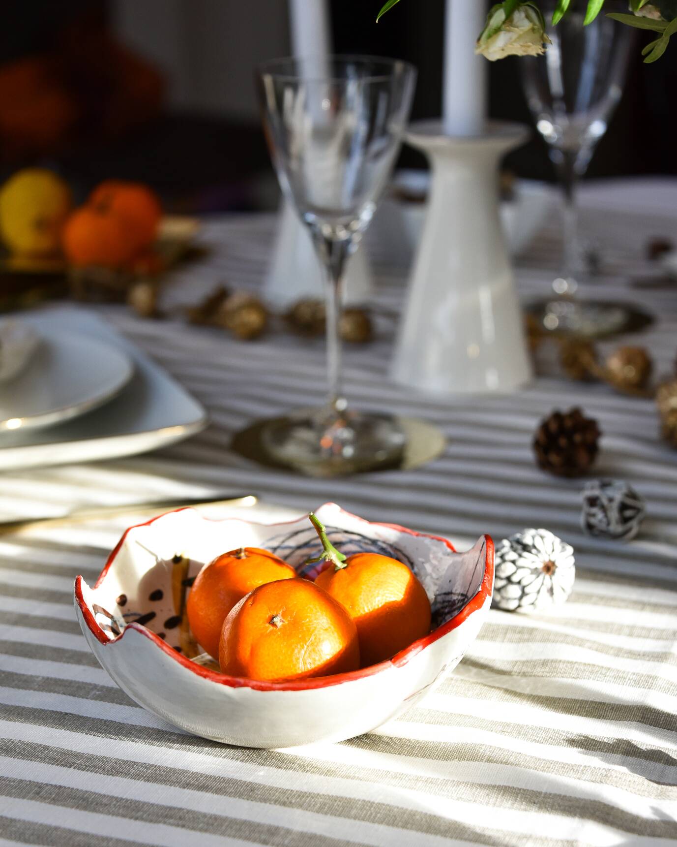 Ceramic bowl Abstract art Red