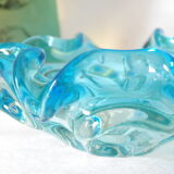Empty pocket corolla in vintage azure blue Murano glass