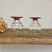 6 verres vintage aux pieds ambrés