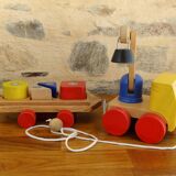 Tow truck with wooden steerable crane - 1980s