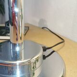 Mushroom lamp, chrome metal saucer, Aluminor, France, 1970