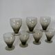 Set of 7 large art deco design wine glasses in smoked glass from the 30s and 40s