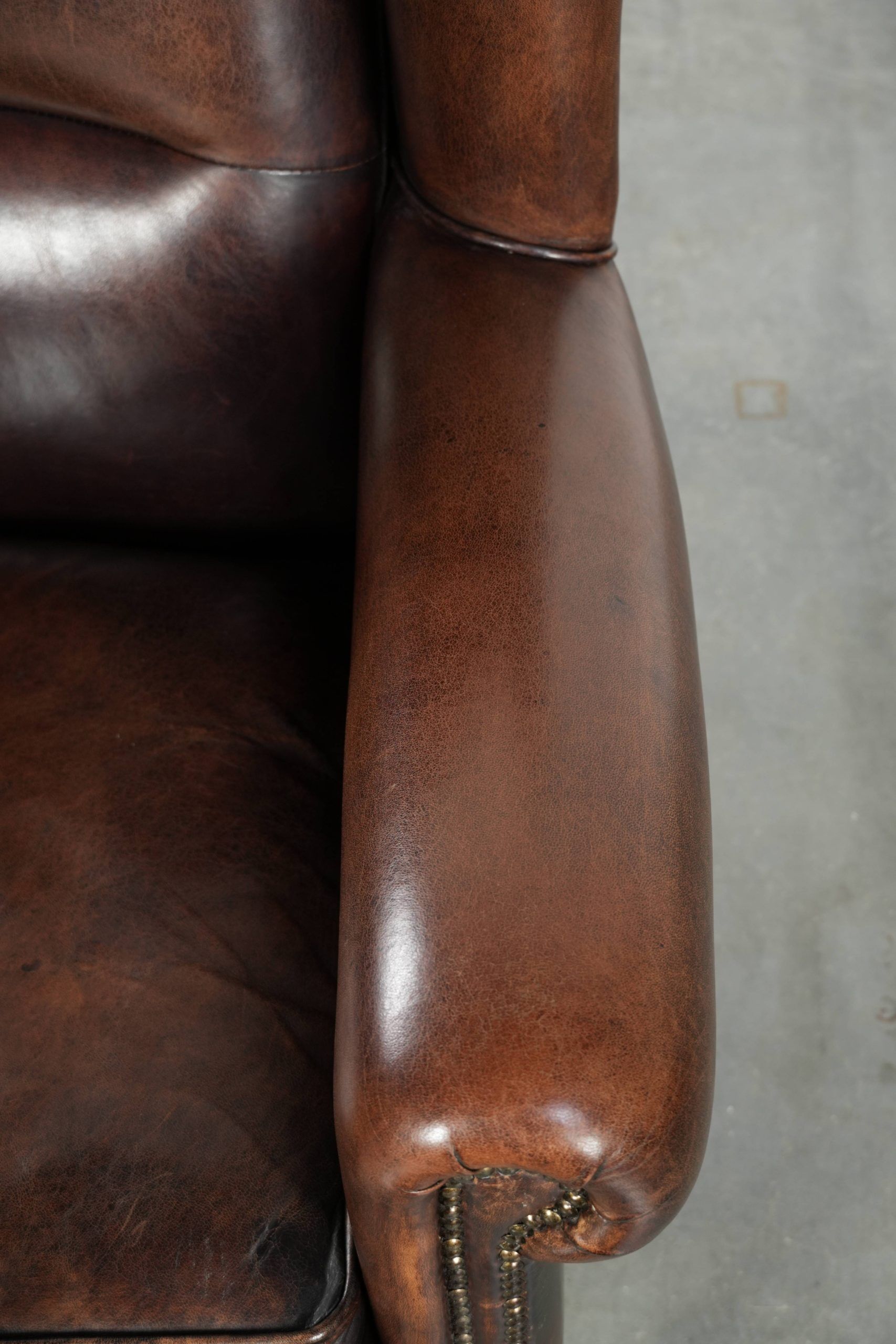 Sheepskin wingback armchair with beautiful deep and warm colours