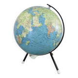 Globe terrestre, carte Taride, tripode, éclairé, mappemonde, 1967.