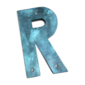 Ancient letter r sign metal painted
